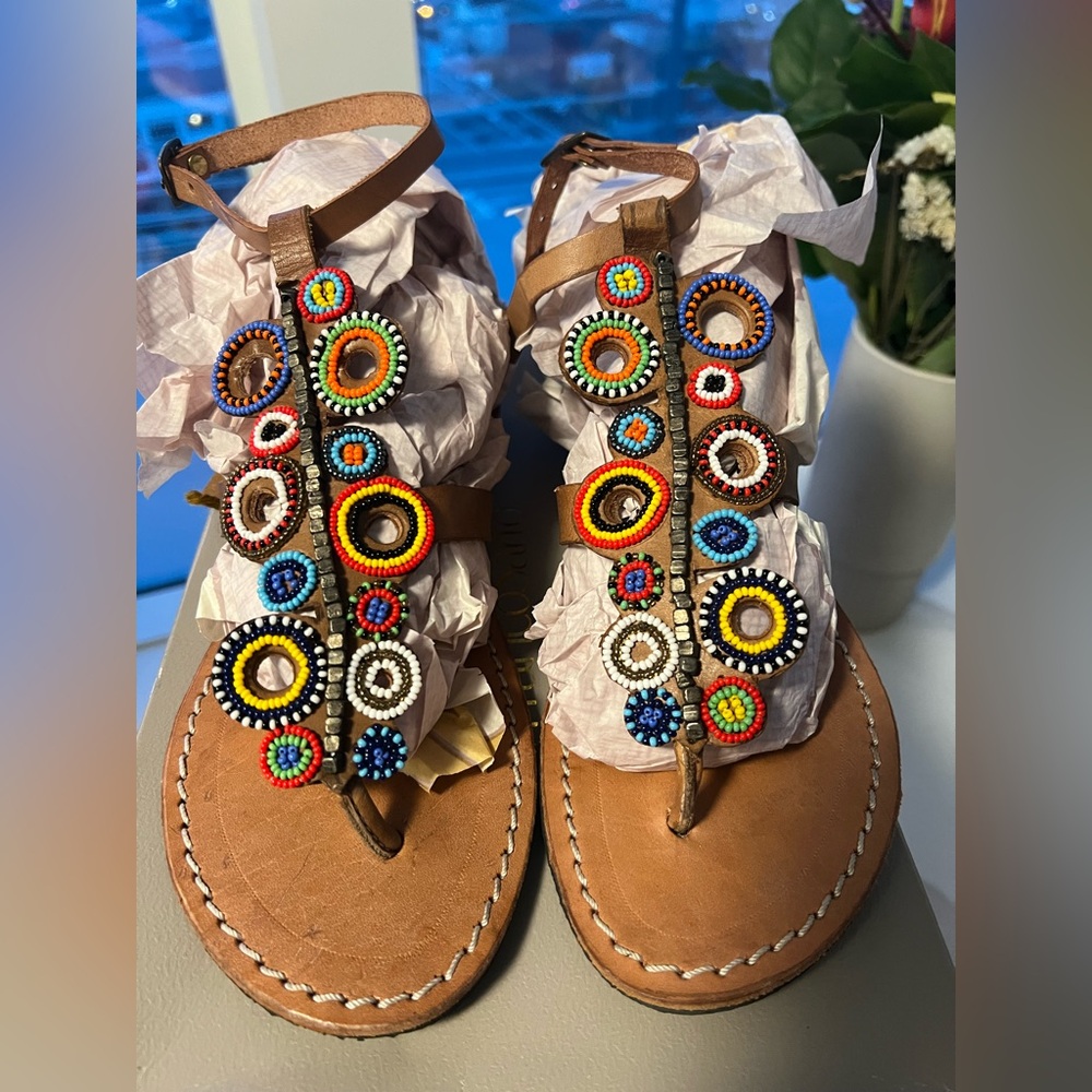 Laidback London hand made beaded sandals
